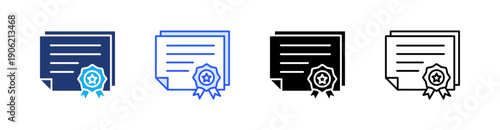 Certification Multiple Style Icon Set Vector 