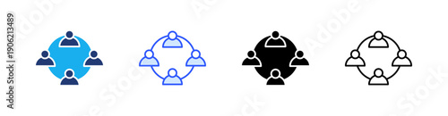 Collaboration Multiple Style Icon Set Vector 