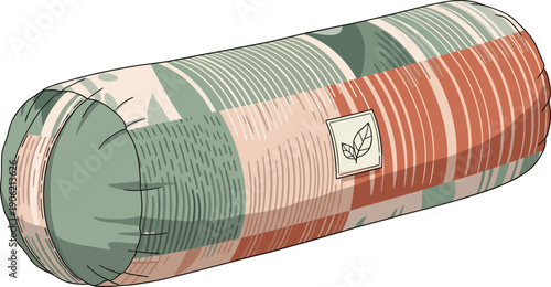 Striped yoga bolster pillow for meditation and relaxation