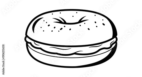 A simple line drawing of a sesame seed bun viewed from the side, illustrating a bakery item or a food component