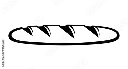 Simple black and white illustration of a loaf of bread on a plain background viewed from above
