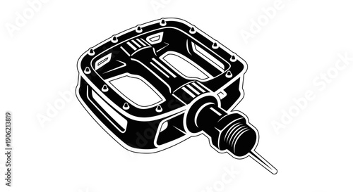 Detailed illustration of a bicycle pedal with threaded axle on a plain background