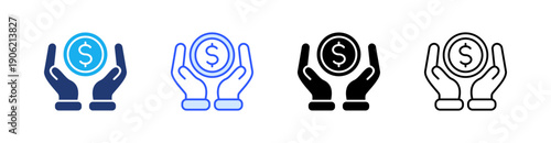 Commission Multiple Style Icon Set Vector 