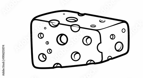 A simple illustration of a block of cheese with holes from a front viewpoint