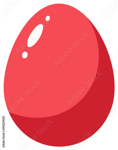 Stylized Red Egg with Highlight Details Isolated on White