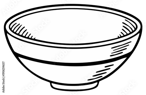 Simple Hand Drawn Outline of a Ceramic Bowl for Food or Serving