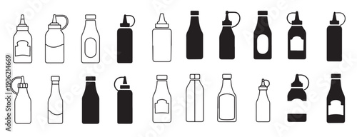 variety of bottle icons displaying filled solid
