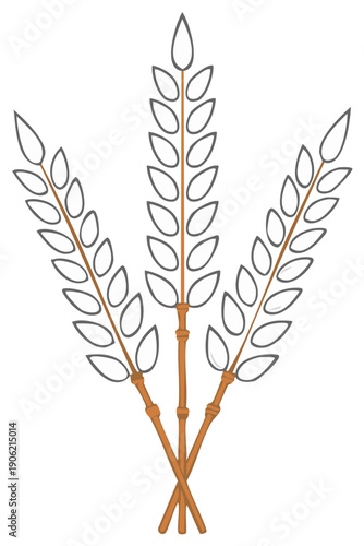 Three stylised wheat stalks illustration graphic symbol design