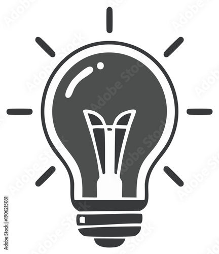 Illuminated lightbulb graphic symbol representing idea generation creativity and bright solutions