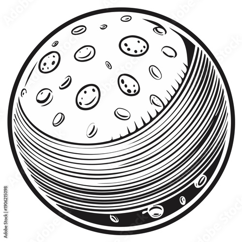 Cartoon Moon Vector Illustration Engraved Style Detailed Artwork Celestial Body Space