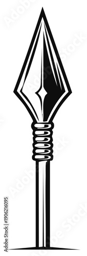 Ancient Spearhead Symbol with Intricate Coil Detail and Sharp Point