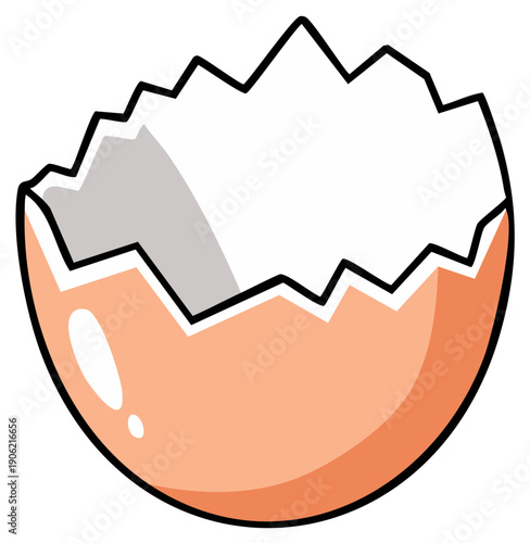 Cracked Open Eggshell with Jagged Edges and Inner White Shell