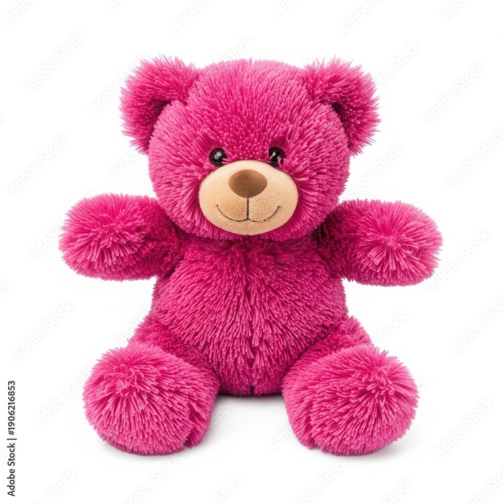 Obraz premium A delightful pink teddy bear sitting comfortably on a white background