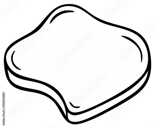 A single slice of sandwich bread illustrated in a simple black and white doodle style