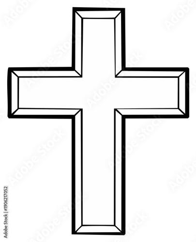 Christian Cross Symbol Outline Simple Geometric Design Religious Icon