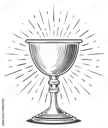 Engraved Goblet With Radiant Light Rays