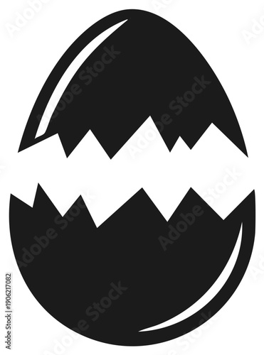 Broken eggshell illustration, hatching Easter concept