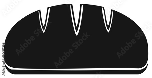 Simple Line Art Silhouette of a Crusty Loaf of Bread