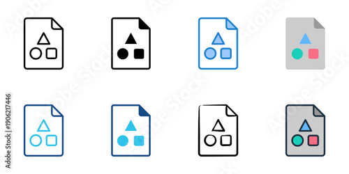 File type icons set multiple style collection. Editable stroke 
