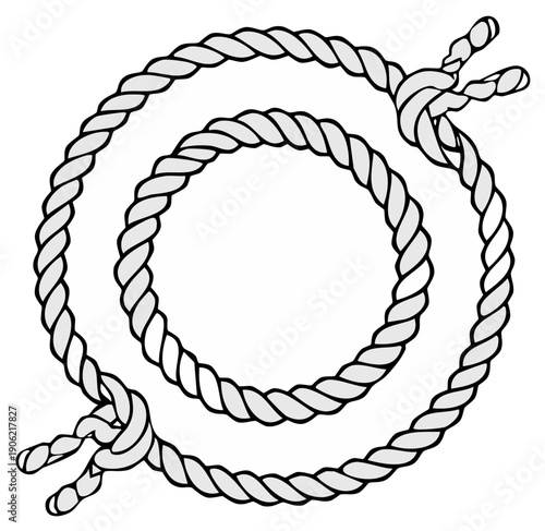 Drawn Nautical Ropes Tied in Knots for Marine Themes Circular Shape and Decorative Elements
