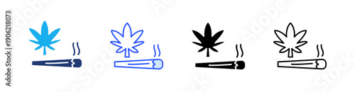 Cannabis Joint Multiple Style Icon Set Vector 