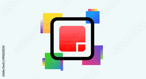 Modern colorful abstract square icon representing digital creativity and organized complexity with