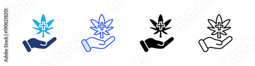 Marijuana Multiple Style Icon Set Vector 