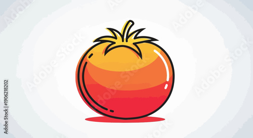 Vibrant and Fresh Tomato Illustration with Outline Style Perfect for Healthy Food Concepts