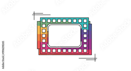 Dynamic multicolored film strip overlay for cinematic graphic design projects and media content