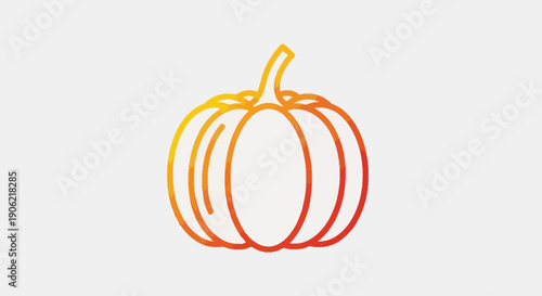 Vibrant line art pumpkin illustration with warm yellow to orange gradient for autumn season design