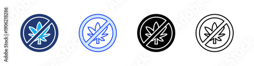Illegal Cannabis Multiple Style Icon Set Vector 