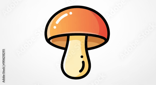 Charming cartoon mushroom illustration featuring an orange cap and creamy stem perfect for playful