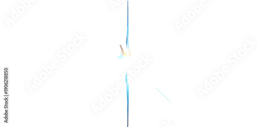 Abstrakte Darstellung eines transparenten, leuchtenden Objekts mit blauen und goldenen Akzenten auf weißem Hintergrund