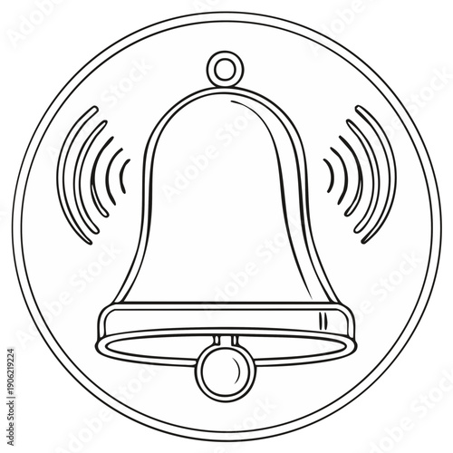 Illustration of a ringing bell with sound waves emanating outwards