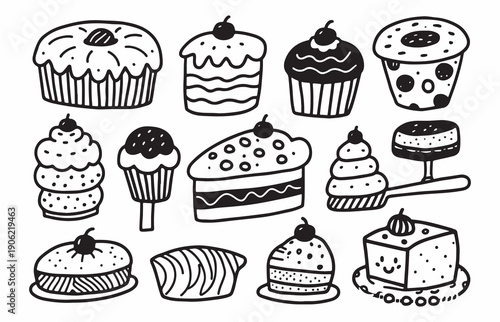 Bakery Items Vector Set – Bread Cake Pastry Donut Croissant Cartoon Food Collection