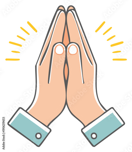 Illustration of Hands in Prayer Position Symbolizing Hope Faith Belief Guidance Devotion