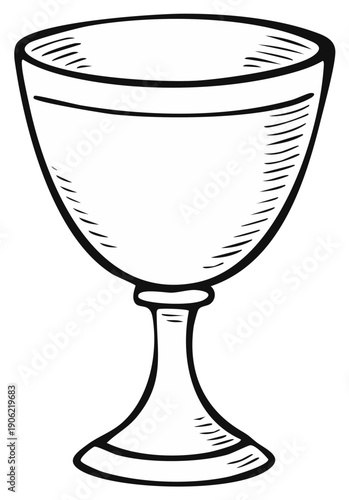 Hand drawn goblet with a wide rim and pedestal base illustration