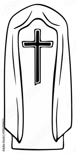 Stylized Drawing of a Priest's Cassock with a Cross Emblem