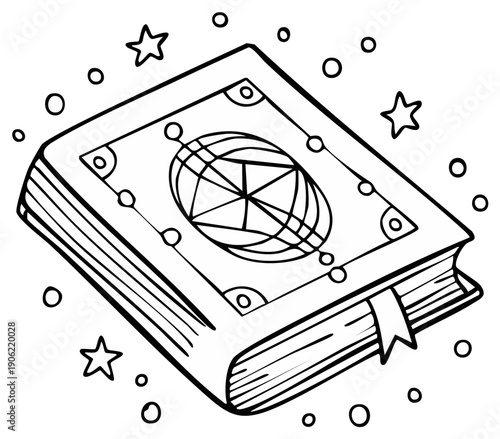 Mystical Grimoire With Celestial Symbols and Stars For Magic And Fantasy