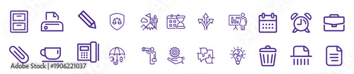 office and business line icons vector design