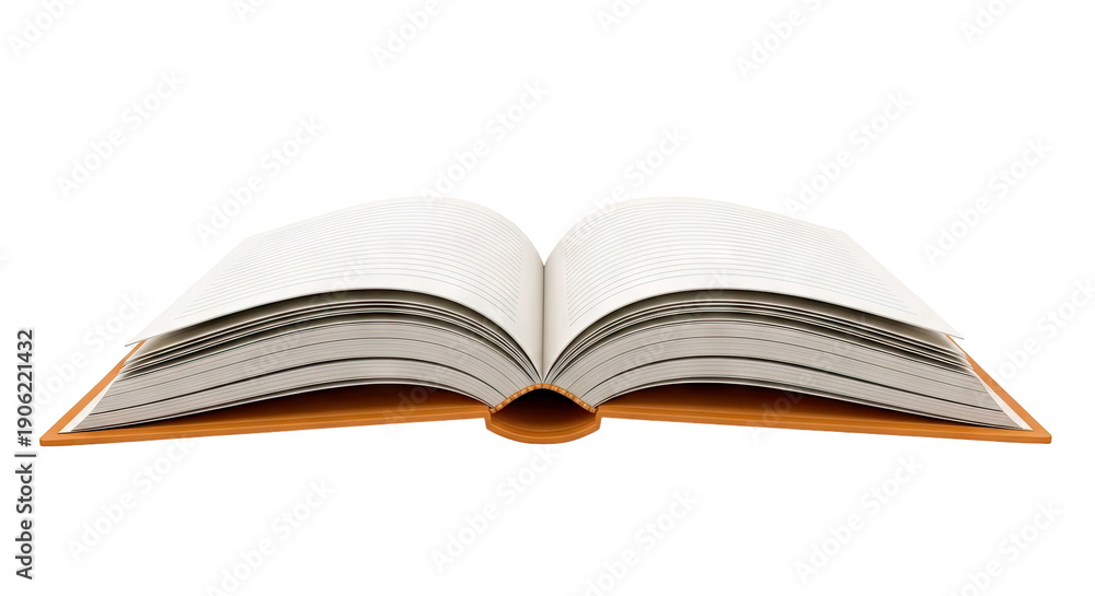 Fototapeta premium Open Lined Notebook with Orange Cover