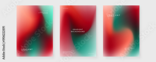 Collection of three abstract posters featuring a textured blend of deep red and dark green for moody artistic branding