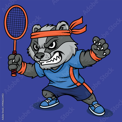 Raccoon Tennis Player Mascot