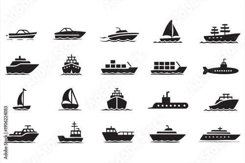 Ocean shipping outline graphics for infographic use