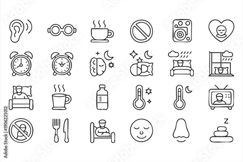 Night rest pictograms for wellness apps