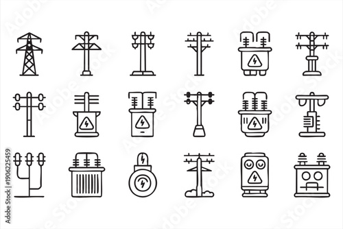 Industrial substation outline graphics bundle