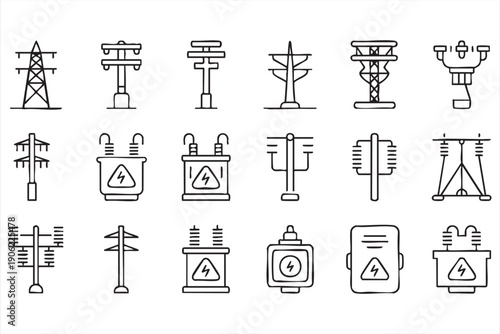 Electrical network vector icons for apps