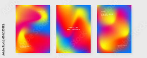 Trio of energetic abstract posters featuring hot yellow orange and red fire fluid gradients for summer events
