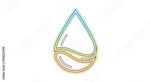 Stylized water drop icon with a colorful gradient outline symbolizing purity and environmental