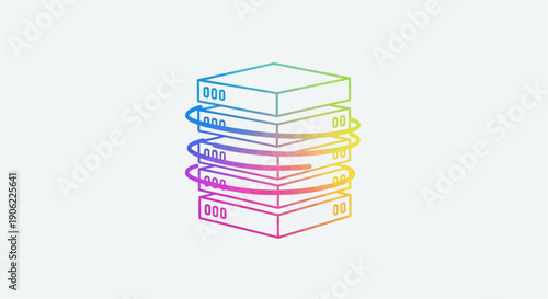 Vibrant gradient server stack symbolizing efficient data management and cloud computing solutions